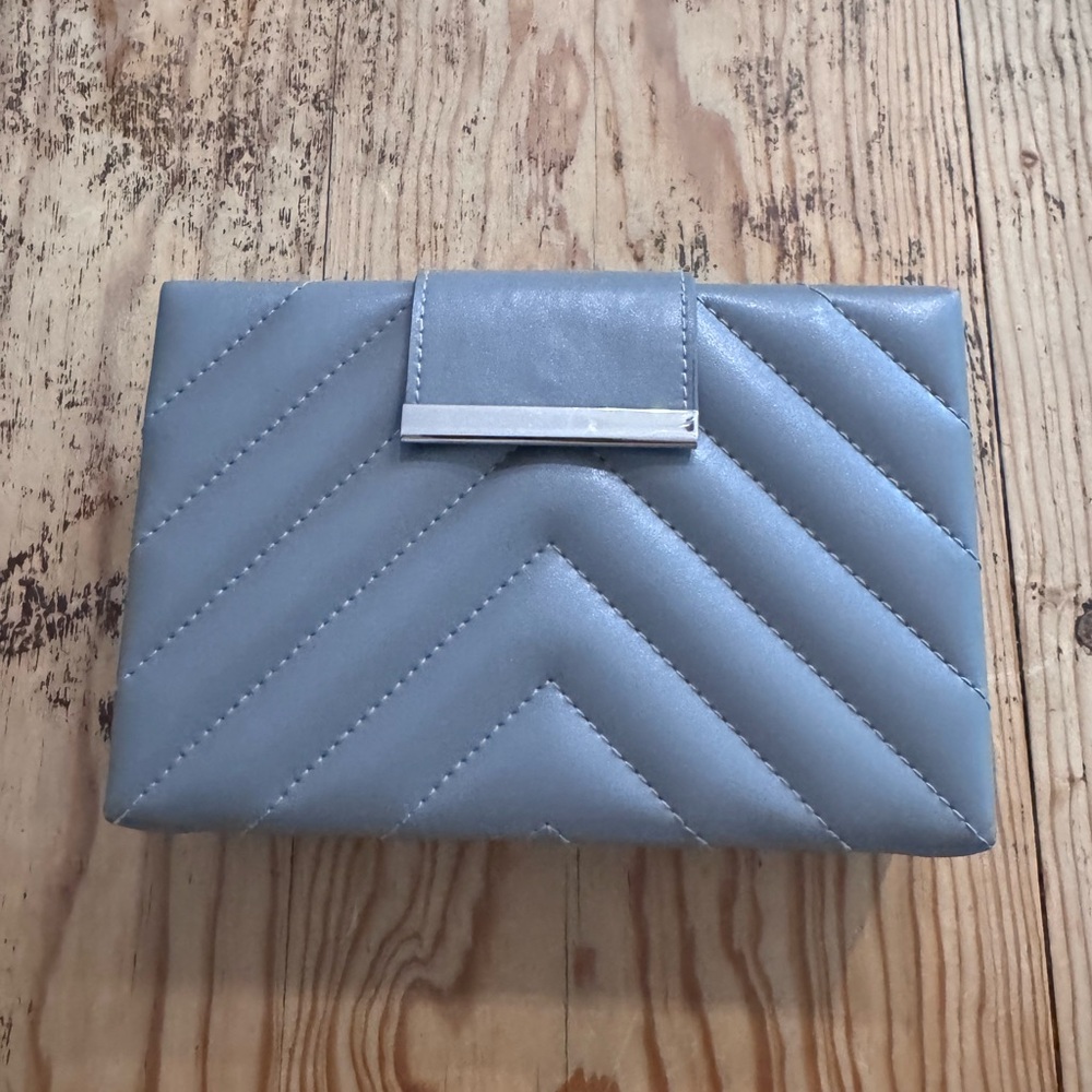 Elegant Gray Quilted Wolf Jewelry Clutch grey leather
